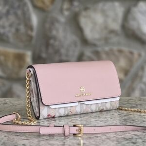 Michael Kors Jet Set Logo Floral Large Wallet Crossbody